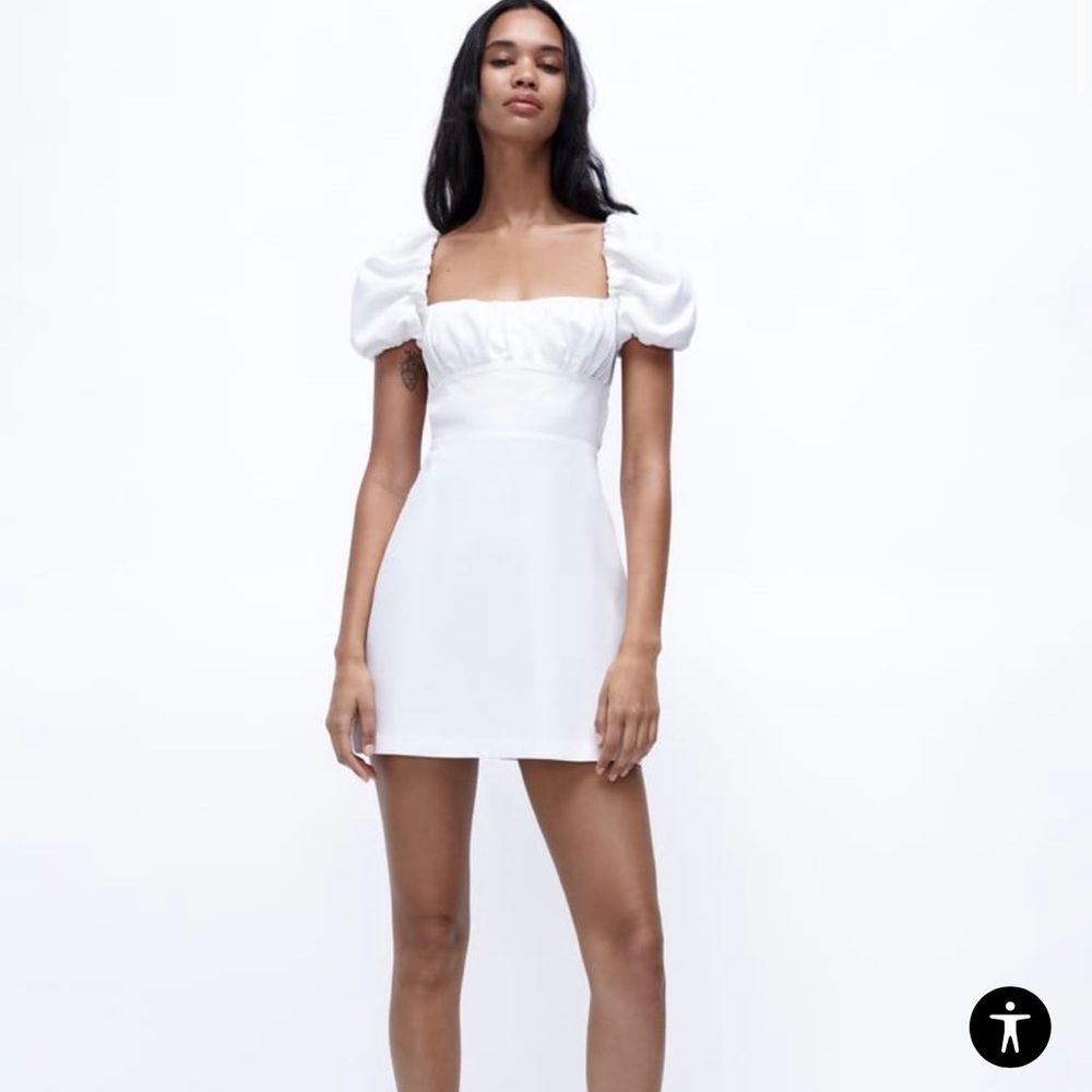 Zara Linen Blend White Dress